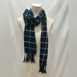 Banana Republic Plaid Fringe Scarf – Dark Blue n  Teal Check
